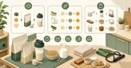 プロテインの種類・一食分・続けやすさをシェイカーや食品で比較する図解